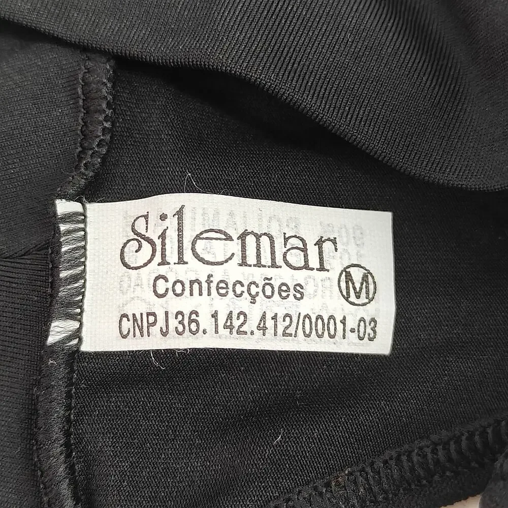 Silemar Lingerie Black Thong Panty Rhinestone Womens Medium